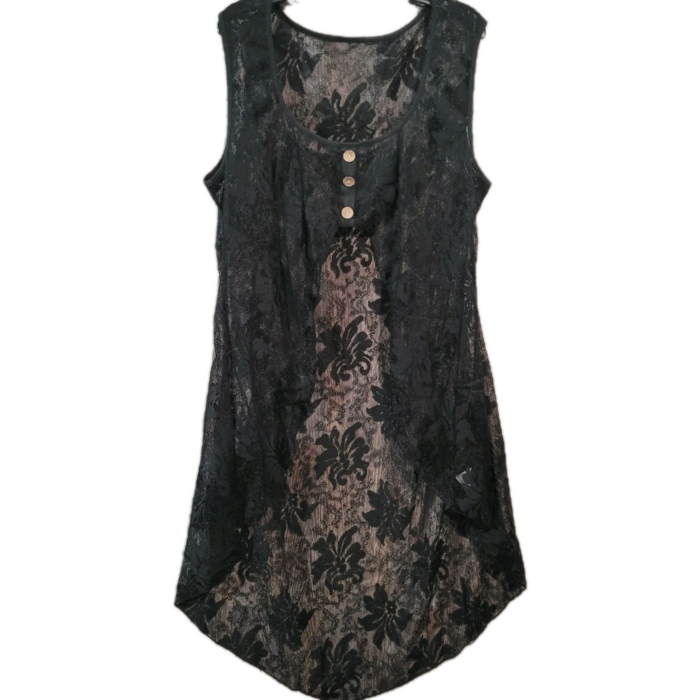 Sheer Black Lace Duster Overlay *Fits XL / XXL* Waterfall Whimsigoth Cosplay - Picture 2 of 8